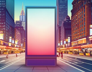 Wall Mural - Vibrant Times Square Billboard Mockup NYC Urban Scene with Empty Advertisement Space