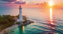 Lighthouse At The Sunset