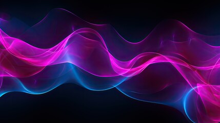 Wall Mural - Neon wave pattern with electric bursts of magenta