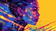 mesmerizing portrait of a girl with neon paint splattered across her face, creating a vibrant and artistic expression.