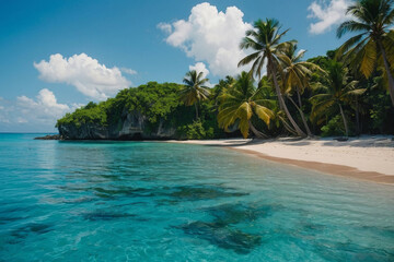 Wall Mural - beautiful tropical beach with brigbeautiful tropical beach with bright blue waterht blue water