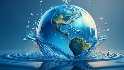 Wall Mural - World water day. Globe Concept design for planet earth made of water illustration