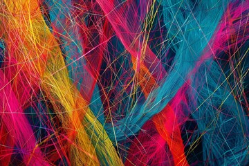 Intricate Web of Fiber Optic Cables Transmitting Data Signals pattern, texture, design, art, illustration, vector, color,