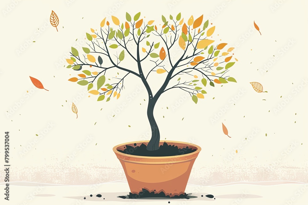 Vector Pot Tree Enchanted Whimsical Character in Neutral Background ...