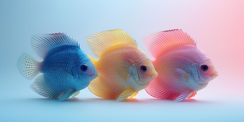 Tropical discus fish with beautiful colors