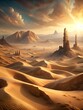 a picture of a desert with a castle in the background