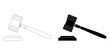 outline silhouette judge gavel icon set isolated on white background