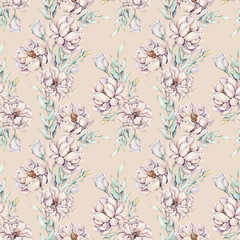 Naklejka na meble Seamless pattern with watercolor peonies