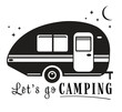 Camping concept small retro caravan silhouette