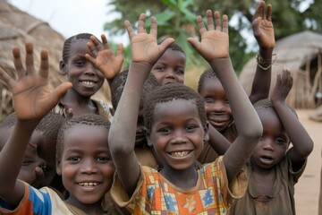 Unidentified Namibian boys and girls in the village