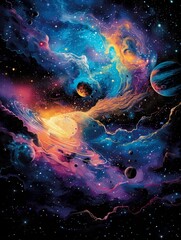 Cosmic Melange of Stars, Planets, Nebulas