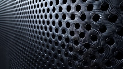 Ebon Void: A Detailed Close-Up of a Black Surface Speckled with Countless Minuscule Holes
