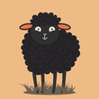 Cute cartoon black sheep. Flat style. Vector illustration