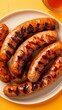Grilled sausage meat party barbecue homemade on white plate isolated story background