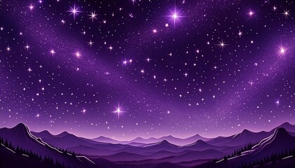 Canvas Print - A starry night sky with a purple hue, where stars are scattered across a dark purple gradient