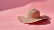 © Artyom - Wide-brimmed straw hat on pink background with shadows