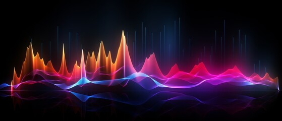 Wall Mural - Soundwave visualization with dynamic waves and vibrant gradients on a dark background, suitable for audio-related designs,