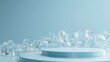 © woojooo - Podium mockup, cool ice cube summer background for product display, 3d render
