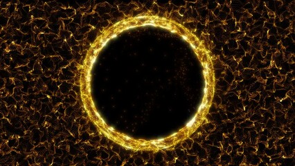 Animated backgrounds with an enchanting ring portal effect opening outward. Black background. Seamless loop. 4K. Perfect for presentation, wallpaper, template, or your creative project assets.