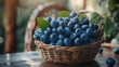 several blueberries in a basket on table kitchen, Fruit Day, Generative Ai