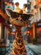 cool giraffe wearing sunglasses, wildlife and nature. Wall Art Design for Home Decor, 4K Wallpaper and Background for desktop, laptop, Computer, Tablet, Mobile Cell Phone, Smartphone, Cellphone