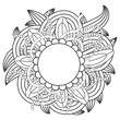 hand-drawn circle floral decorative frame,black and white vector background