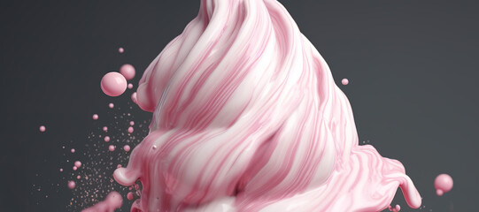 Wall Mural - splash wave of strawberry milk ice cream 32