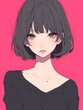 anime style. Upper body of a cute girl on a simple one color background ,Generative AI 