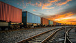 © Maule - cargo freight train with container boxes. concept of export import of trade goods