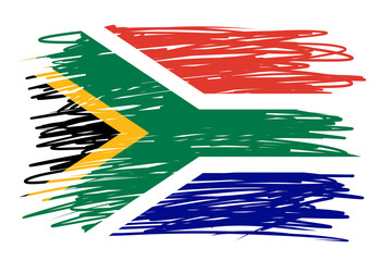 Wall Mural - brush flag south Africa transparent background, south africa brush watercolour flag design template element PNG file south Africa flag