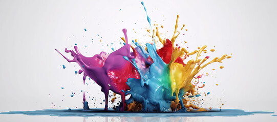 Poster - colorful watercolor ink splashes, paint 336