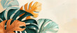 Adorable banner with monstera leafs on light background. Illustration of nature