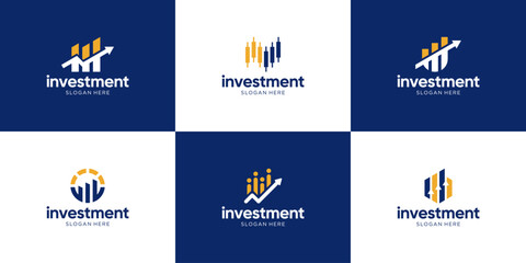 Set of abstract investment, financial and business logo design.