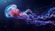 © Old Man Stocker - Ethereal Jellyfish Gliding Through Cosmic Space. Surreal jellyfish floats gracefully, its translucent body and trailing tentacles illuminated against the backdrop of a starry cosmos.