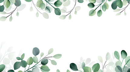Wall Mural - digital watercolor green leaf border plant abstract graphic poster web page ppt background
