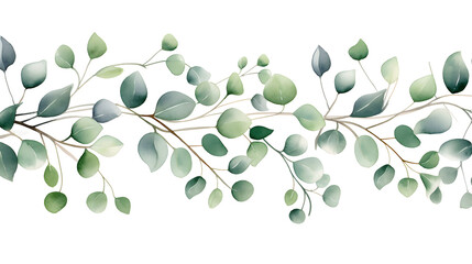 Digital watercolor green leaf border plant abstract graphic poster web page PPT background