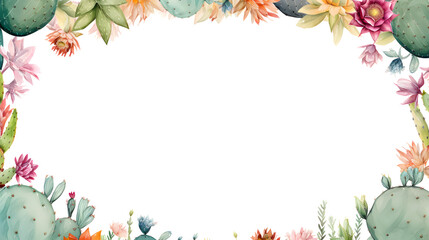 Digital watercolor cactus border plant abstract graphic poster web page PPT background