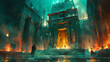 fantasy light in ancient tomb