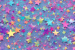 Festive color star gradient background. Holographic frame confetti texture for holiday