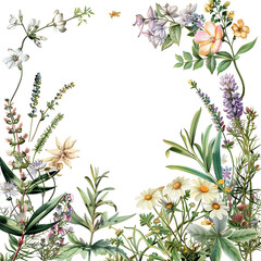 Wall Mural - botanical pattern with copy space in the center