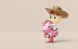 Playground unicorn spring rider with boy isolated on pink background. 3d render illustration