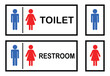 © PictureXpress - toilet & restroom sign symbol for ladies and gents blue and red design