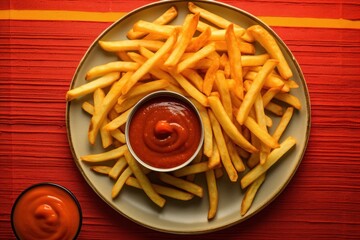 Wall Mural - Delicious french fries with ketchup