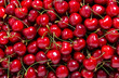 fresh cherry as background, top view