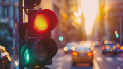 Poster - A traffic light with a countdown timer indicating the time remaining before the light changes, aiding drivers in decision-making.