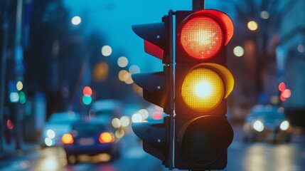 Poster - A traffic light with a countdown timer indicating the time remaining before the light changes, aiding drivers in decision-making.