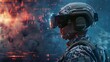 © sorapop - A soldier steps into the future, donning virtual reality glasses that open up new dimensions of warfare and strategy, AI Generative