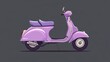 Flat solid color illustration of a bright lilac scooter on a dark gray background