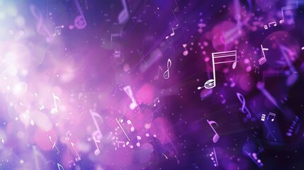 Wall Mural - abstract music background purple waves musical nodes background