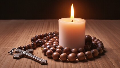 Canvas Print - candles and rosary